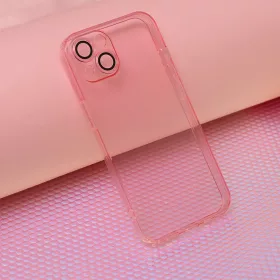   Husa Samsung Galaxy A15, Slim Color, TPU roz transparent, protectie camere