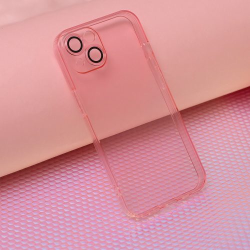 Husa Samsung Galaxy A15, Slim Color, TPU roz transparent, protectie camere