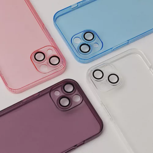 Husa Samsung Galaxy A15, Slim Color, TPU roz transparent, protectie camere