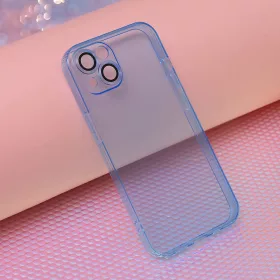   Husa Samsung Galaxy A15, Slim Color, TPU albastru transparent, protectie camere