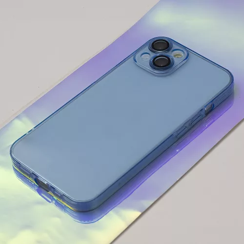 Husa Samsung Galaxy A15, Slim Color, TPU albastru transparent, protectie camere