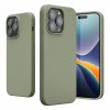 Husa Apple iPhone 15 Pro, Luxury Silicone, catifea in interior, verde maslina