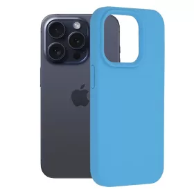  Husa Apple iPhone 15 Pro, Luxury Silicone, catifea in interior, albastra