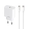 Incarcator casa Maxlife MXTC-06, 1 x USB-C PD 20W/3A, cablu Type-C inclus, incarcare rapida, albe
