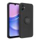 Husa Samsung Galaxy A05, Ring Silicone, inel rotativ, catifea in interior, neagra