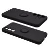 Husa Samsung Galaxy A05, Ring Silicone, inel rotativ, catifea in interior, neagra