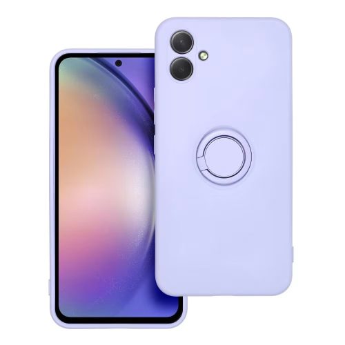 Husa Samsung Galaxy A05, Ring Silicone, inel rotativ, catifea in interior, mov lila
