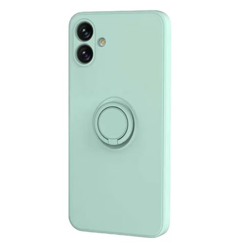 Husa Samsung Galaxy A05, Ring Silicone, inel rotativ, catifea in interior, verde pal