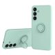 Husa Samsung Galaxy A05s, Ring Silicone, inel rotativ, catifea in interior, verde pal
