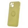 Husa Apple iPhone 15, Ring Silicone, suport sustinere rotativ, catifea in interior, galbena