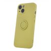 Husa Apple iPhone 15, Ring Silicone, suport sustinere rotativ, catifea in interior, galbena