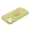 Husa Apple iPhone 15, Ring Silicone, suport sustinere rotativ, catifea in interior, galbena