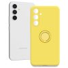 Husa Samsung Galaxy A35, Ring Silicone, inel rotativ, catifea in interior, galbena