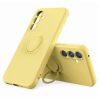 Husa Samsung Galaxy A35, Ring Silicone, inel rotativ, catifea in interior, galbena