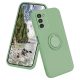 Husa Samsung Galaxy A25, Ring Silicone, inel rotativ, catifea in interior, verde maslina