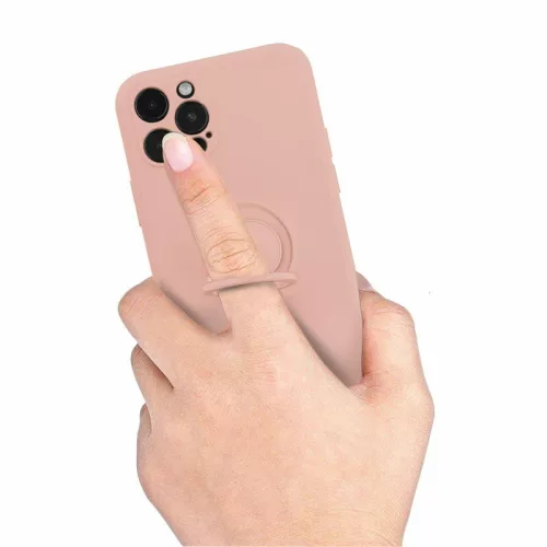 Husa Samsung Galaxy A25, Ring Silicone, inel rotativ, catifea in interior, verde maslina