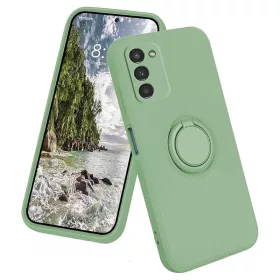   Husa Samsung Galaxy A35, Ring Silicone, inel rotativ, catifea in interior, verde maslina
