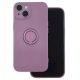 Husa Apple iPhone 11, Ring Silicone, suport sustinere rotativ, catifea in interior, mov