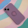 Husa Apple iPhone 11, Ring Silicone, suport sustinere rotativ, catifea in interior, mov