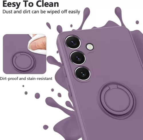 Husa Samsung Galaxy A25, Ring Silicone, inel rotativ, catifea in interior, mov