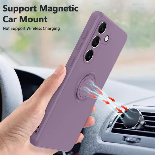 Husa Samsung Galaxy A35, Ring Silicone, inel rotativ, catifea in interior, mov