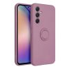 Husa Samsung Galaxy A55, Ring Silicone, inel rotativ, catifea in interior, mov