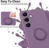Husa Samsung Galaxy A55, Ring Silicone, inel rotativ, catifea in interior, mov