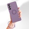 Husa Samsung Galaxy A55, Ring Silicone, inel rotativ, catifea in interior, mov
