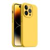 Husa Apple iPhone 15 Pro Max, Luxury Silicone, catifea in interior, protectie camere, galbena