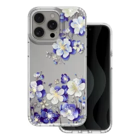  Husa Apple iPhone 15 Pro Max, IMD Print Case, TPU flexibil, transparent, Floral