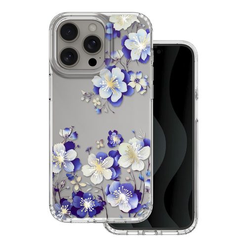 Husa Apple iPhone 15 Pro Max, IMD Print Case, TPU flexibil, transparent, Floral