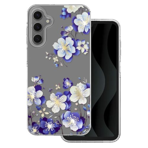 Husa Samsung Galaxy A15, IMD Print Case, TPU flexibil, transparent, Floral
