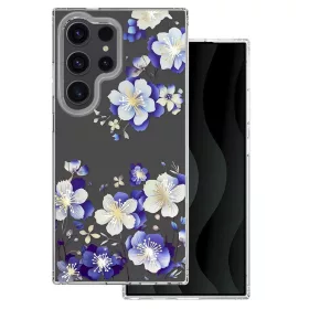   Husa Samsung Galaxy S24 Ultra, IMD Print Case, TPU flexibil, transparent, Floral