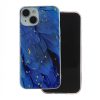 Husa Apple iPhone 15 Pro, Gold Glam Blue Feathers