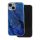 Husa Apple iPhone 15 Pro, Gold Glam Blue Feathers