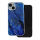 Husa Apple iPhone 15 Pro, Gold Glam Blue Feathers