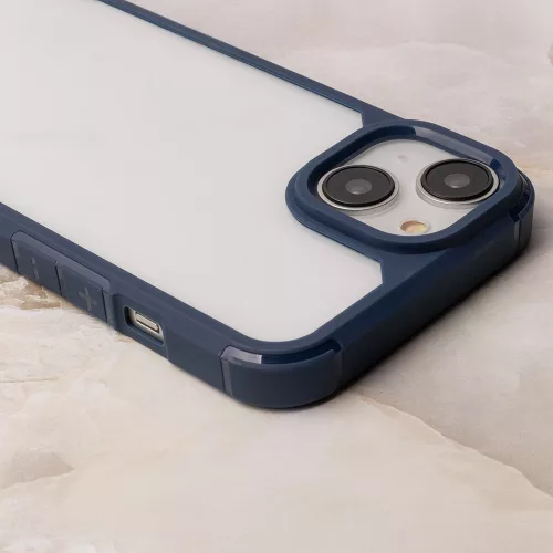 Husa protectie Apple iPhone 14 Pro Max, Color Shock TPU, margini antisoc, spate transparent, albastru