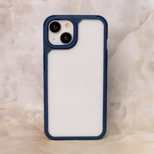 Husa protectie Apple iPhone 14 Pro Max, Color Shock TPU, margini antisoc, spate transparent, albastru
