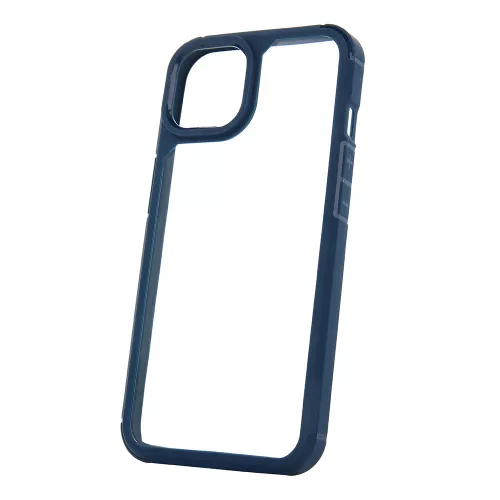 Husa protectie Apple iPhone 14 Pro Max, Color Shock TPU, margini antisoc, spate transparent, albastru