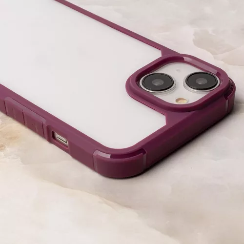Husa protectie Apple iPhone 14 Pro, Color Shock TPU, margini antisoc, spate transparent, burgundy