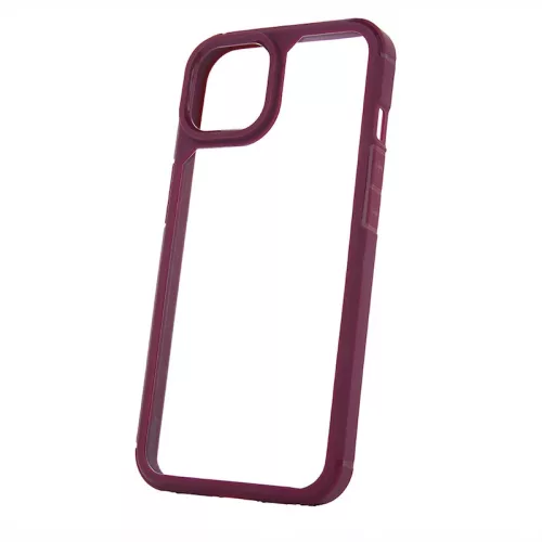 Husa protectie Apple iPhone 14 Pro, Color Shock TPU, margini antisoc, spate transparent, burgundy