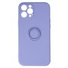 Husa Apple iPhone 16, Ring Silicone, suport sustinere rotativ, catifea in interior, mov