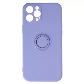   Husa Apple iPhone 16, Ring Silicone, suport sustinere rotativ, catifea in interior, mov