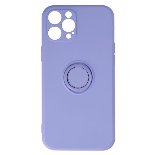 Husa Apple iPhone 16, Ring Silicone, suport sustinere rotativ, catifea in interior, mov
