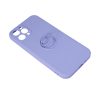 Husa Apple iPhone 16, Ring Silicone, suport sustinere rotativ, catifea in interior, mov