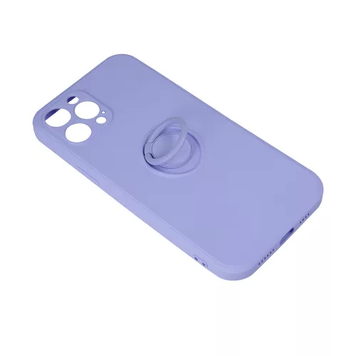 Husa Apple iPhone 16, Ring Silicone, suport sustinere rotativ, catifea in interior, mov