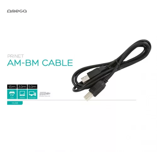 Cablu Omega AM-BM pentru imprimanta, USB 2.0, lungime 3 m