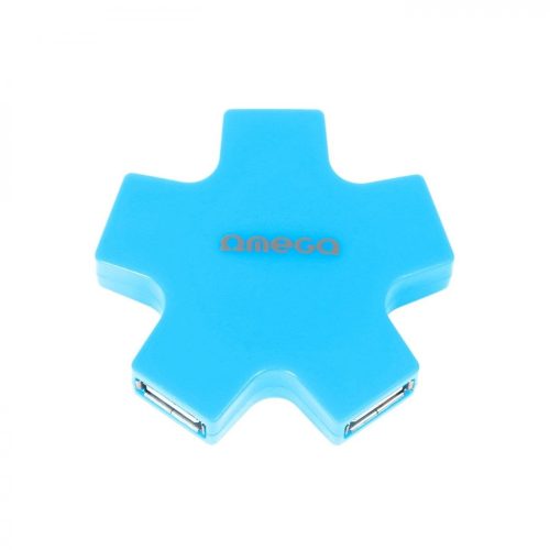 Hub USB Omega cu 4 porturi USB 2.0, 1,5 - 480 Mbps, design stea, albastru