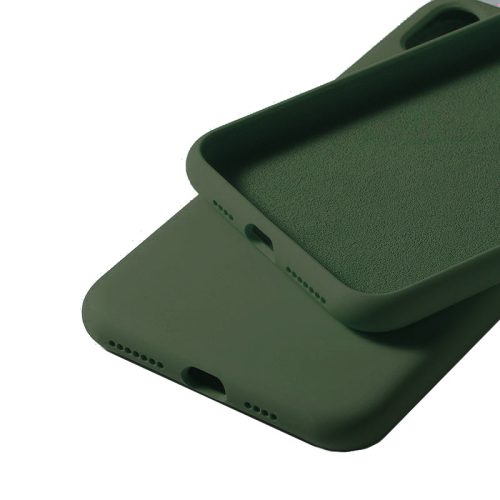 Husa Liquid Silicone Case pentru Apple iPhone X/XS, interior microfibra, protectie camere, verde forrest