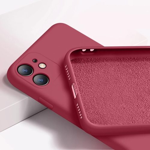 Husa Liquid Silicone Case pentru Apple iPhone 11, interior microfibra, burgundy